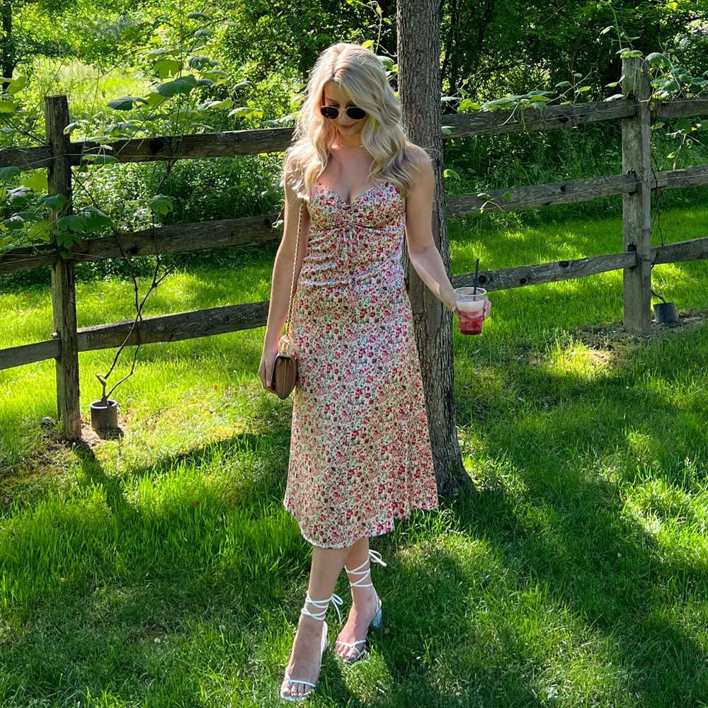 Kittenish Blossom Midi Dress